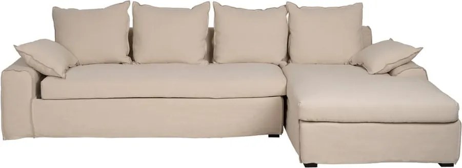 Kremowy lniany narożnik (prawostronny/z szezlongiem) – Ixia