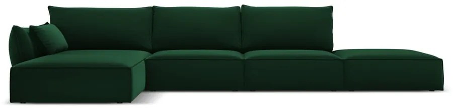 Ciemnozielony aksamitny narożnik (lewostronny/z szezlongiem) Vanda – Mazzini Sofas