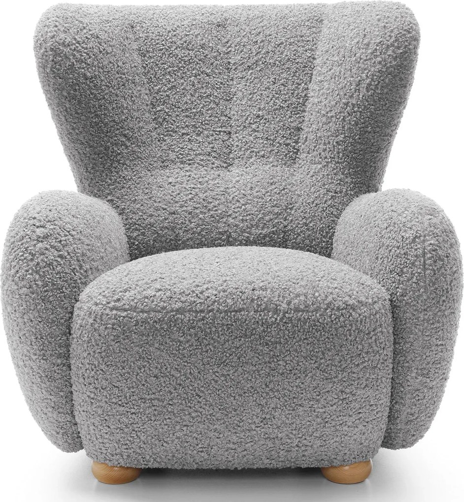 Szary fotel baranek w stylu skandynawskim F8-K85