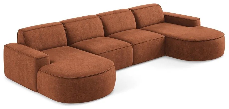 Narożnik z tkaniny szenilowej (w kształcie litery U) w kolorze terakoty Omao – Makamii