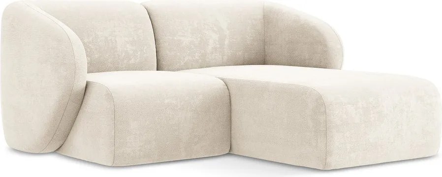 Beżowy narożnik z tkaniny szenilowej (prawostronny/z szezlongiem) Lani – Makamii