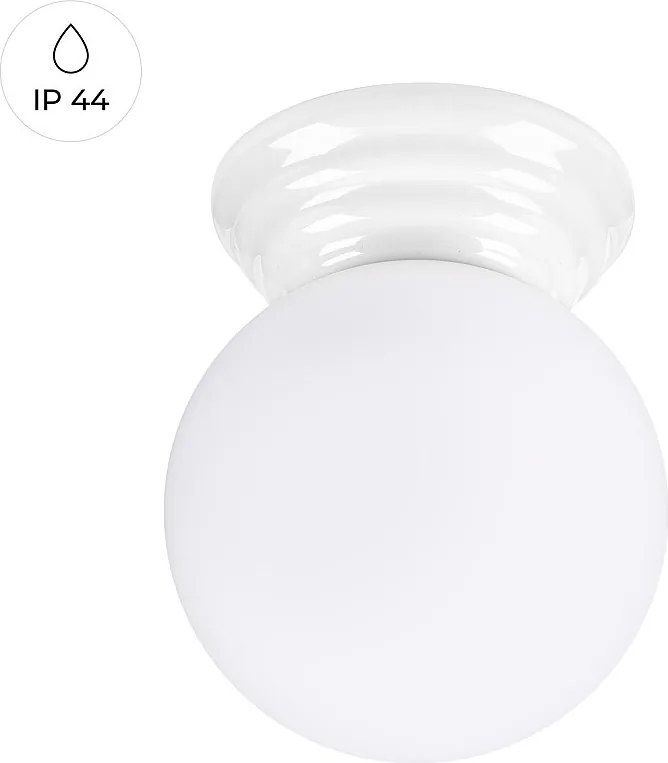 Lampa sufitowa minimalistyczny Zori, ceramika szkliwiona/szkło - 1 źródło - L.12 x H.12 cm - biały