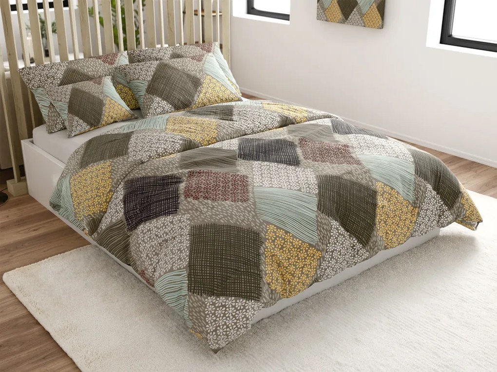 PrzytulneMieszkanie.pl PrzytulneMieszkanie.pl Pościel z mikrowłókna PATCH ELEGANCE brązowe Rozmiar pościeli: 70 x 80 cm | 140 x 200 cm