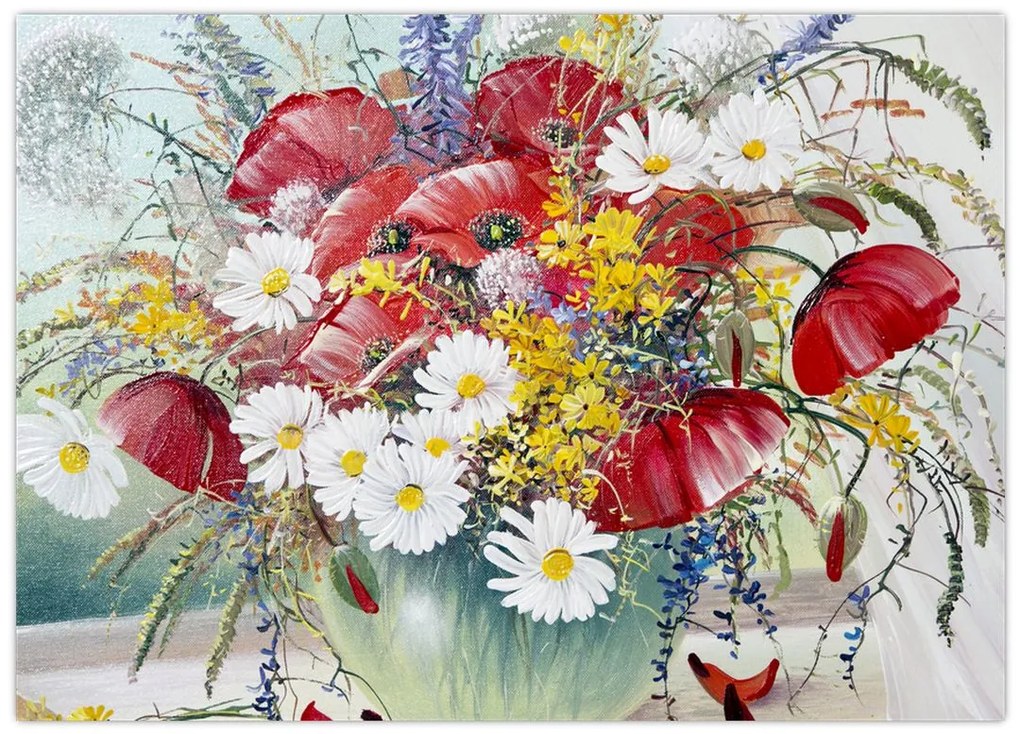 Obraz na szkle wazonu z dzikimi kwiatami (70x50 cm)