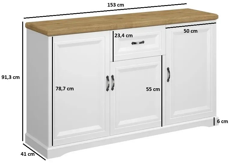 Duża komoda skandynawska biały + dąb harbor H2-T27