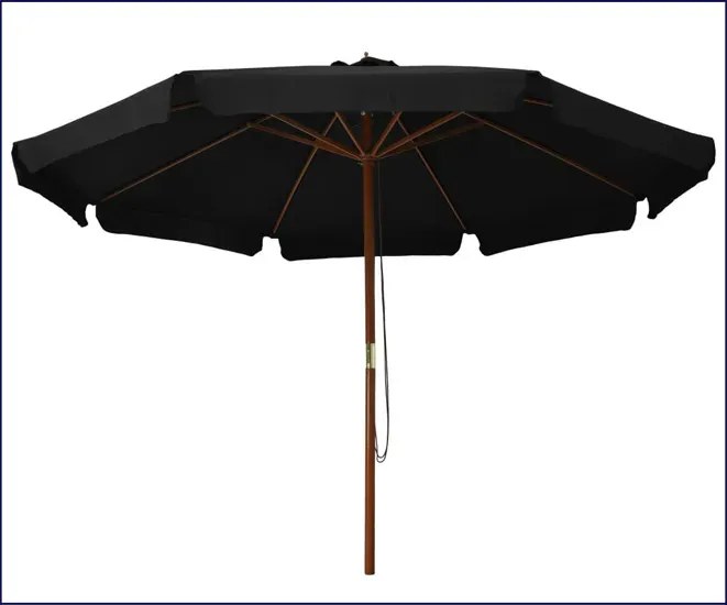 Parasol Ogrodowy Czarny Z Bambusowym Stelażem Z9-E08