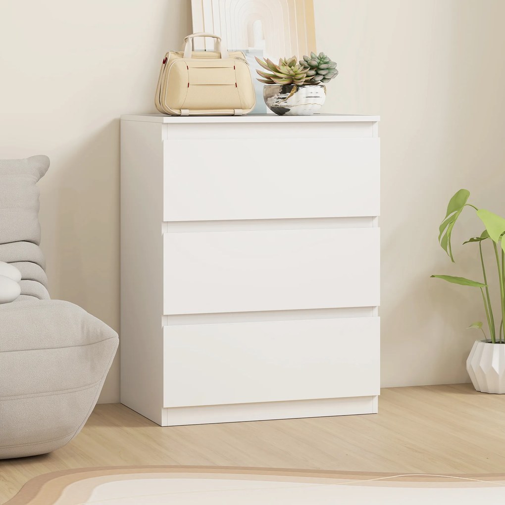 HOMCOM Komoda z 3 szufladami, do salonu, sypialni, przedpokoju, płyta wiórowa, biały