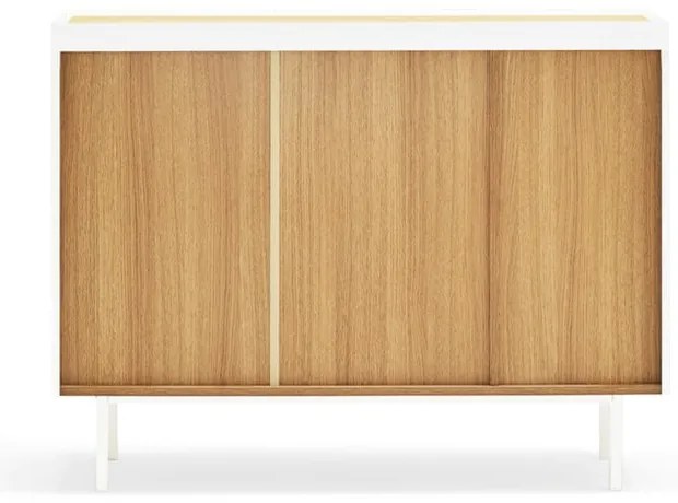 Biała niska komoda w dekorze dębu 110x85 cm Arista – Teulat