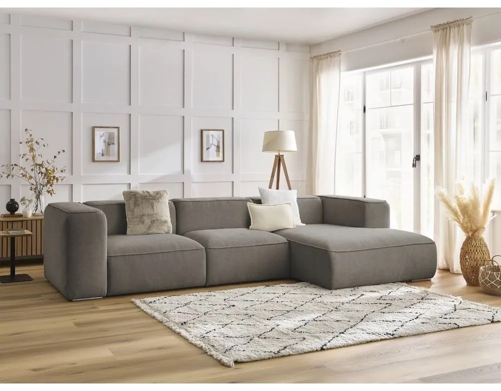 Szarobrązowy narożnik z materiału bouclé (prawostronny) Zephyr – Bobochic Paris