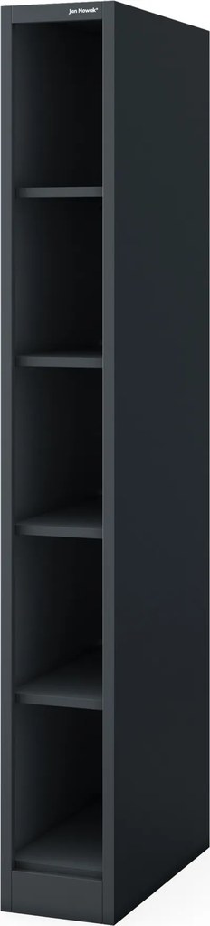 Regał metalowy wąski, archiwizacyjny na dokumenty antracytowy: TIM 250 x 1850 x 600 mm