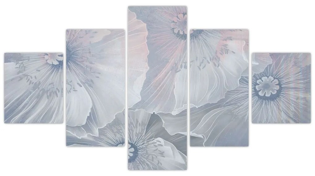 Obraz - Niebieskie kwiaty na ścianie (125x70 cm)