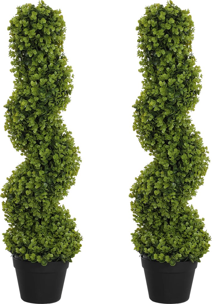 HOMCOM Zestaw 2 Dekoracyjnych Roślin, Sztuczne Rośliny w Doniczkach, Sztuczna Zielenina do Domu, Wewnątrz, Na Zewnątrz, 90 cm, Zielone