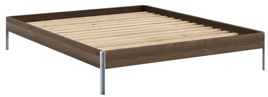 Brązowe łóżko dwuosobowe z litego drewna sosnowego ze stelażem 160x200 cm Core – Karup Design