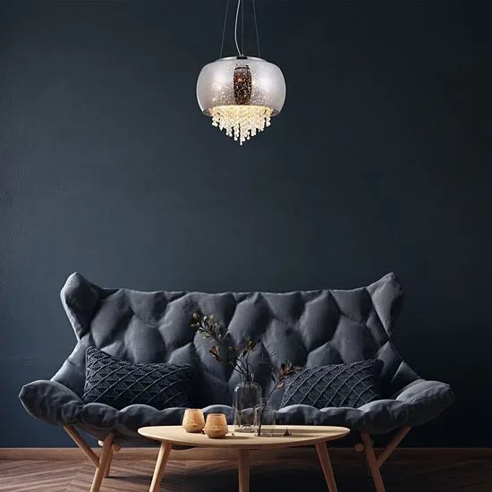Szklana wisząca lampa z kryształkami - S002 B1-P89