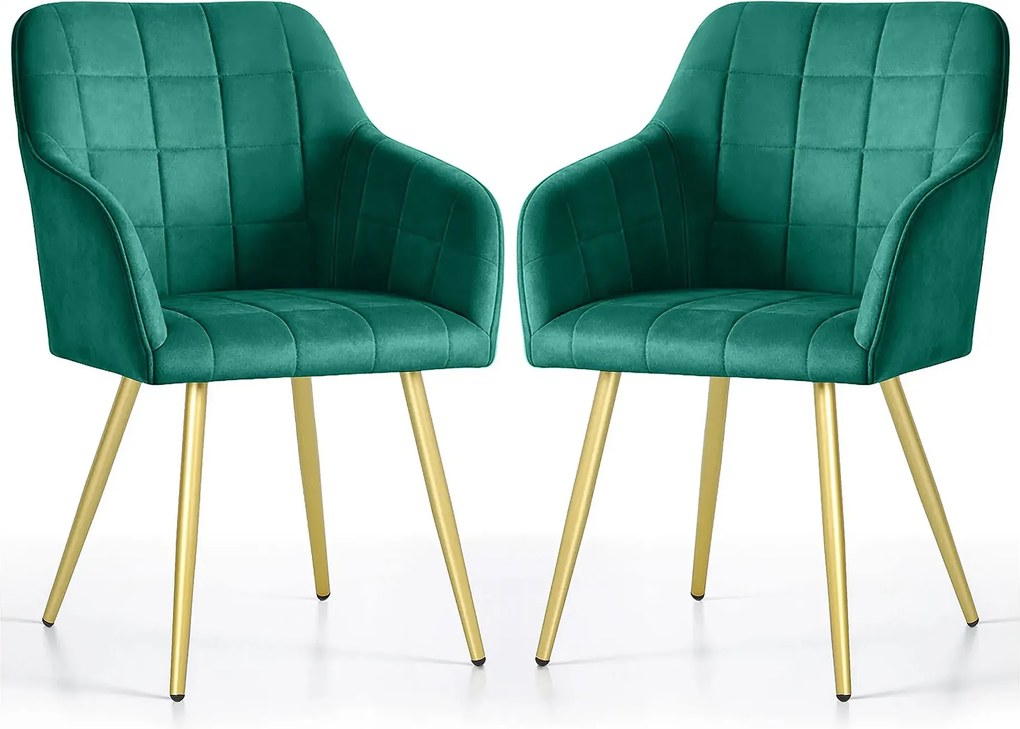 Zestaw 2 zielonych krzeseł w stylu glamour N6-K35