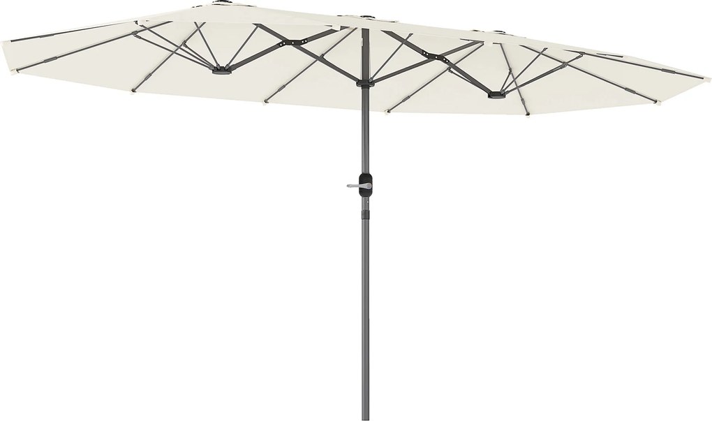 Outsunny Podwójny Parasol 436 x 260 cm, Stal z Ochroną UV z Korbką, Beżowy