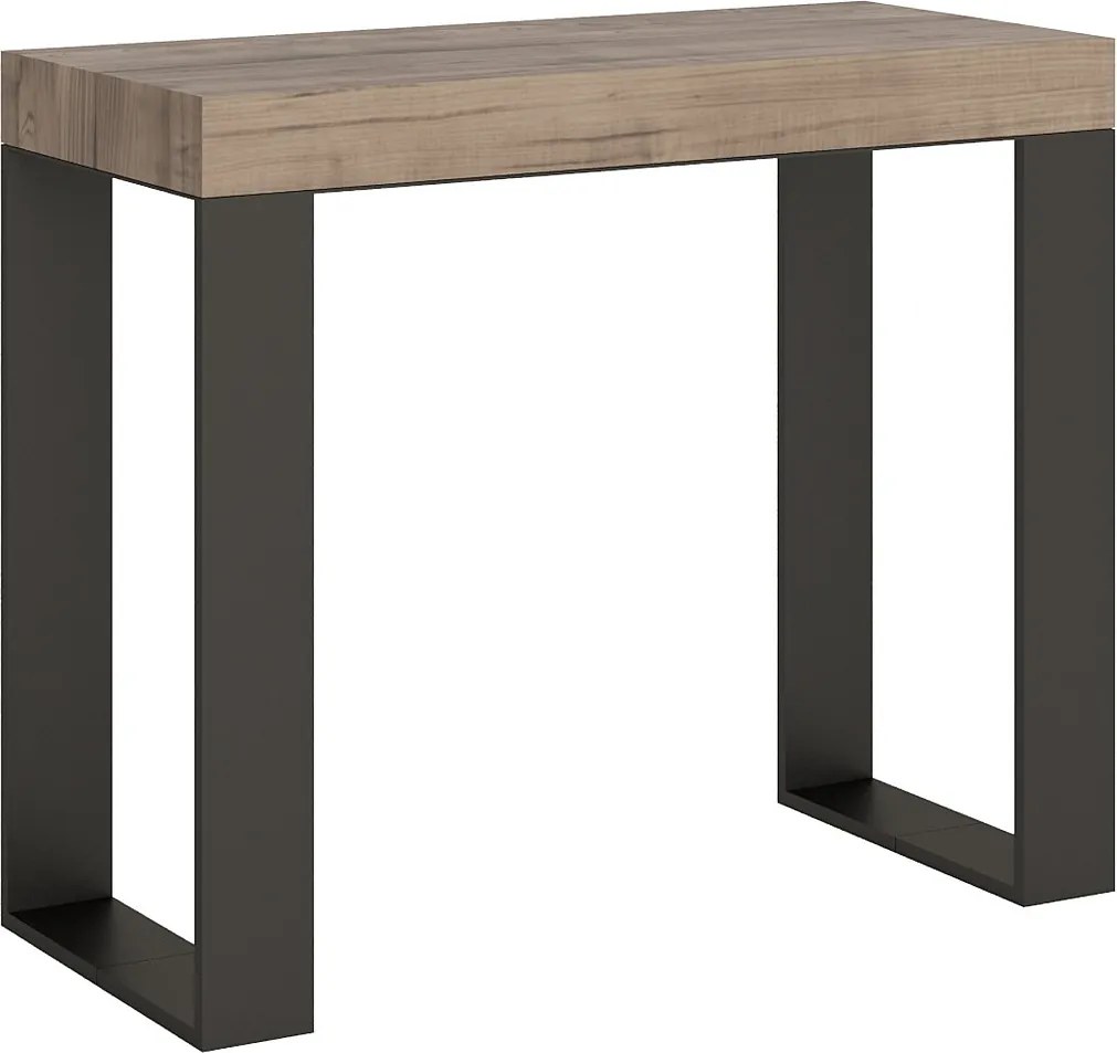 Konsola rozkładana 90x40/196 cm Tecno Small Dąb naturalny rama w kolorze Antracytu