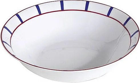 Miska Do Sałatek Baskijskich Niebieska 26cm Nova Styl - Biała Porcelana - Czerwony i Niebieski Dekor