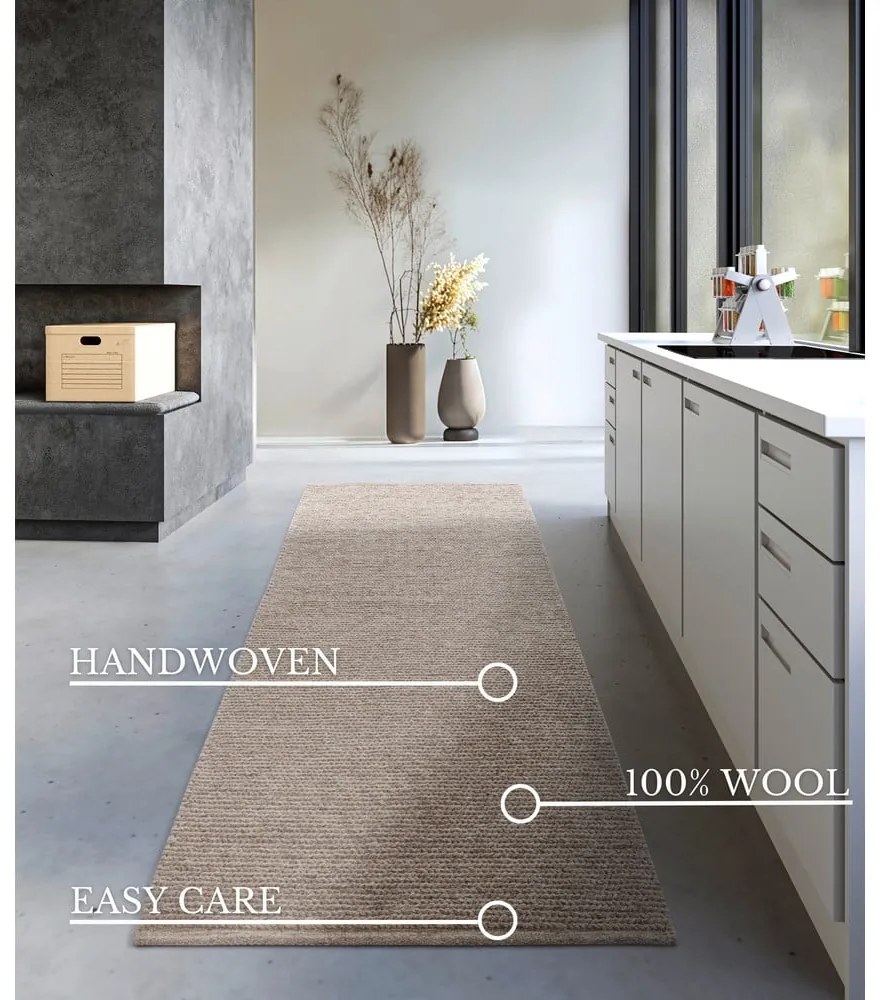 Jasnobrązowy wełniany chodnik tkany ręcznie 80x200 cm Francois – Villeroy&amp;Boch