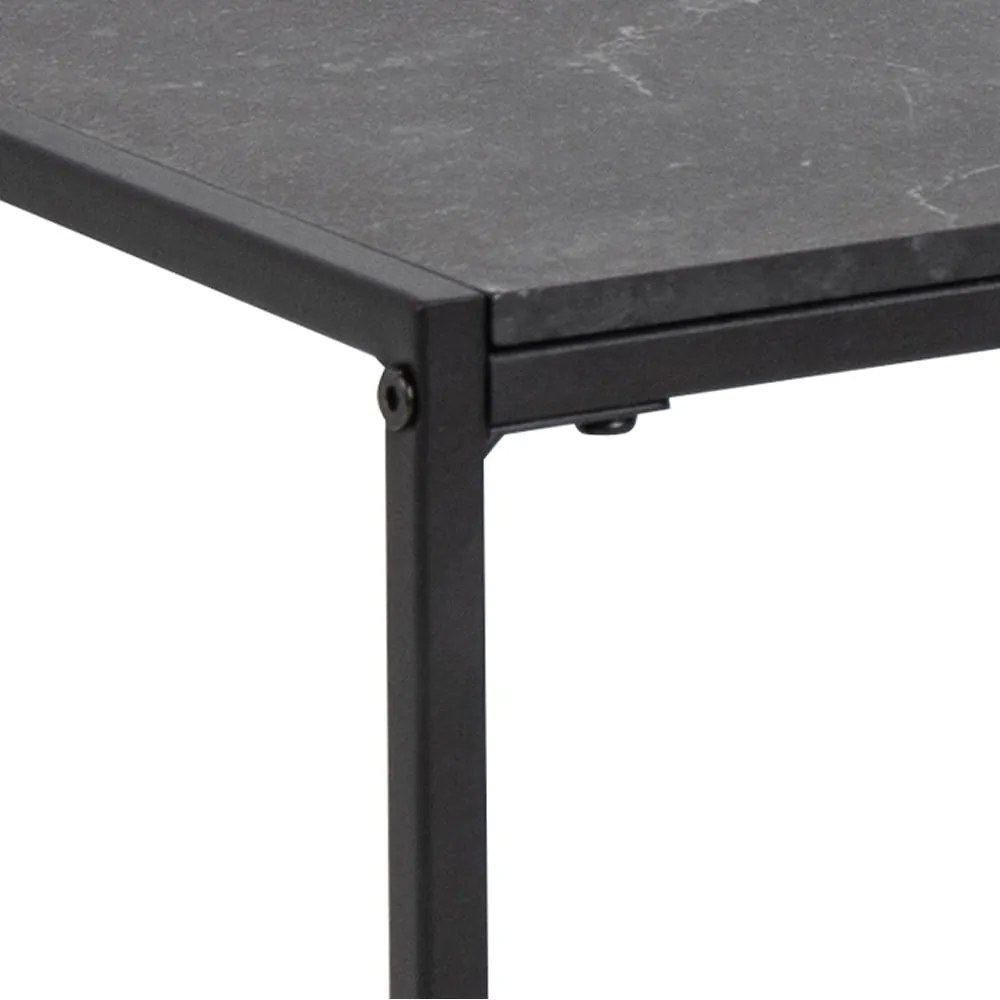 Stolik z blatem w dekorze marmuru w kolorze matowej czerni 60x120 cm Infinity – Actona