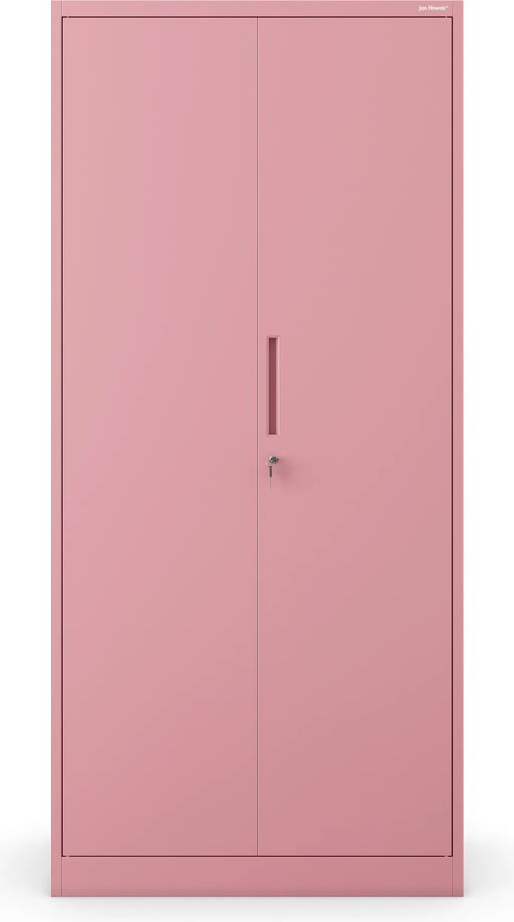 Szafa na dokumenty biurowa metalowa pudrowy róż: Fresh Style JAN H, 900 x 1950 x 400 mm