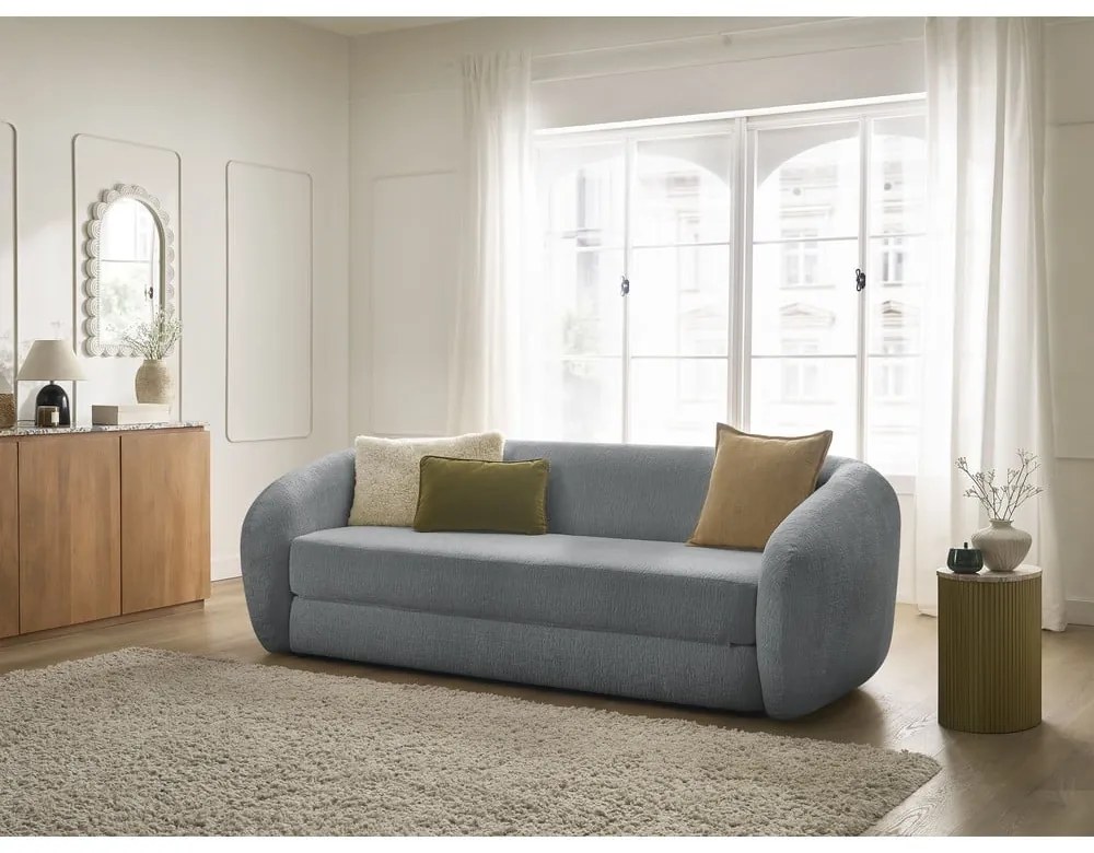 Ciemnoszara rozkładana sofa z tkaniny szenilowej 228 cm Neyo – Bobochic Paris