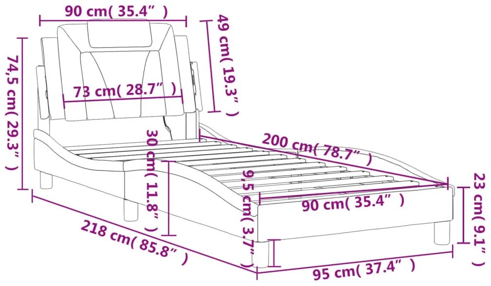 Jednoosobowe łóżko z oświetleniem LED cappuccino 90x200 - Izmo 4X