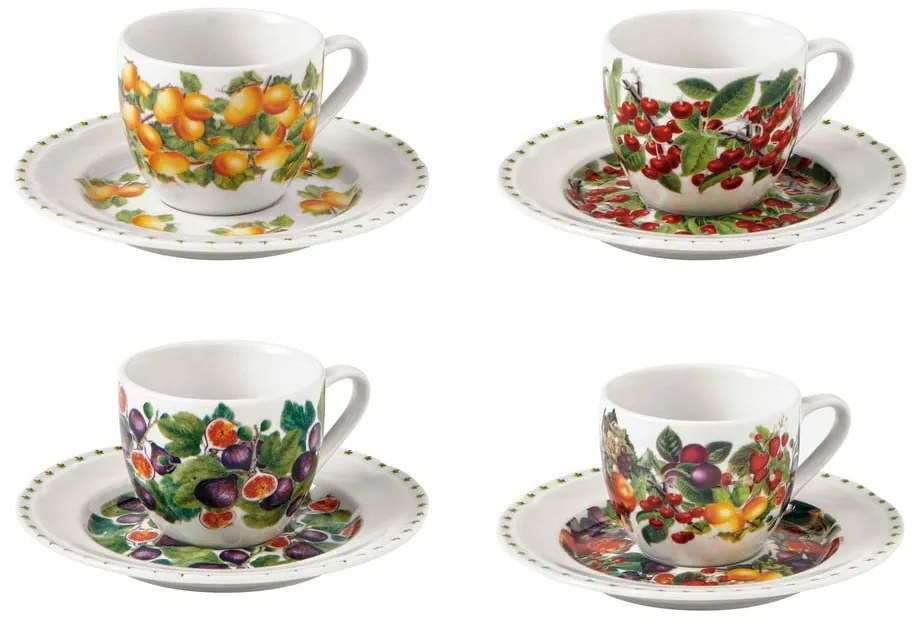 Zestaw 4 porcelanowych filiżanek ze spodkami Brandani Le Primizie