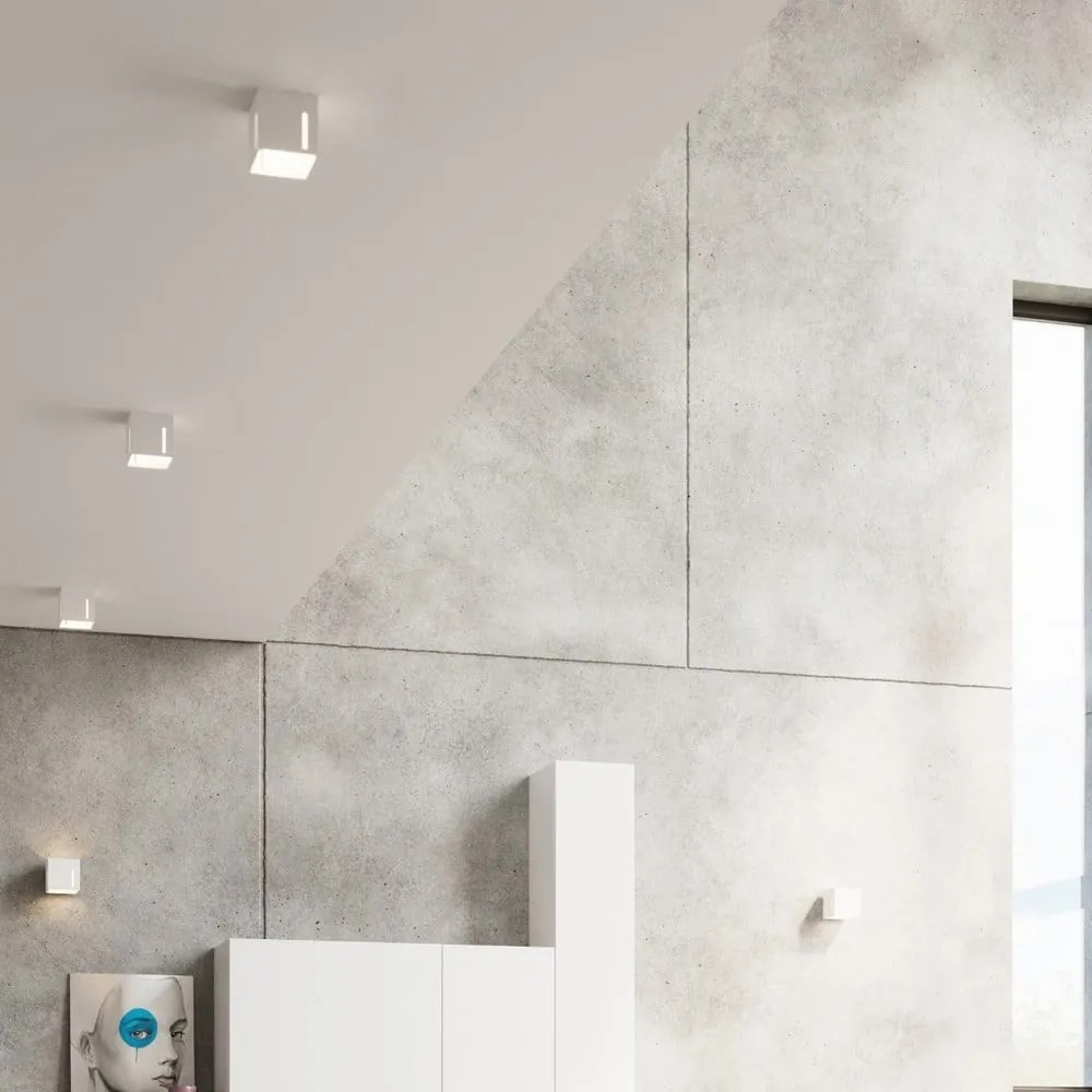 Biała lampa sufitowa z metalowym kloszem 10x10 cm Pax – Sollux