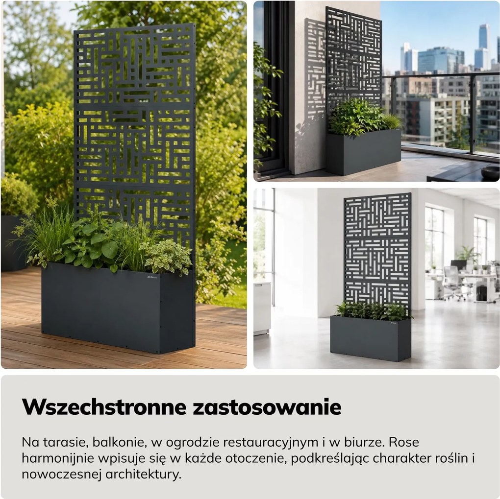 Metalowa pergola z donicą Rose 90 × 30 × 180 cm, kolor antracyt