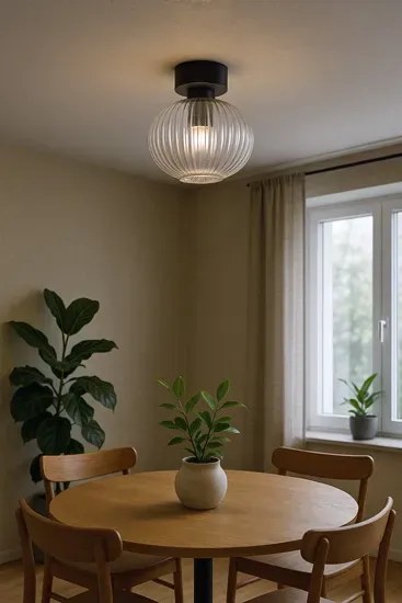 Sufitowa lampa z ryflowanym kloszem grafitowa A6-W52