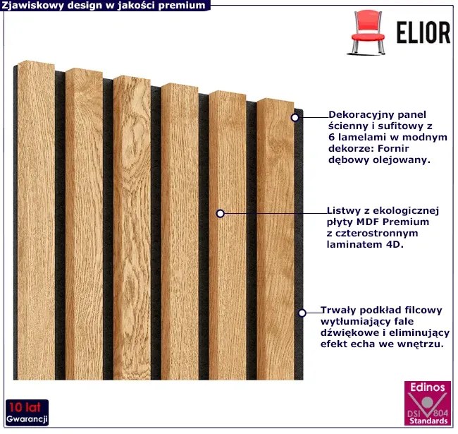 Akustyczne panele lamelowe 2 szt. dąb fornir M4-G23