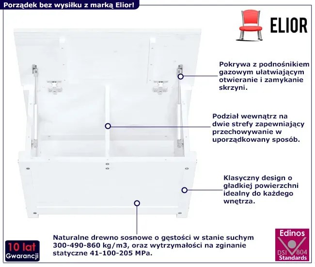 Biała Skrzynia Na Pościel Z Drewna Sosnowego B9-M44