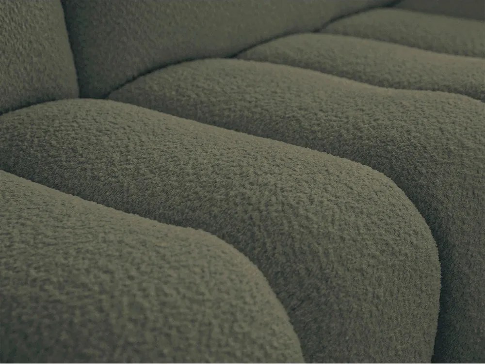 Zielony narożnik z materiału bouclé (prawostronny/z szezlongiem) Azra – Bobochic Paris