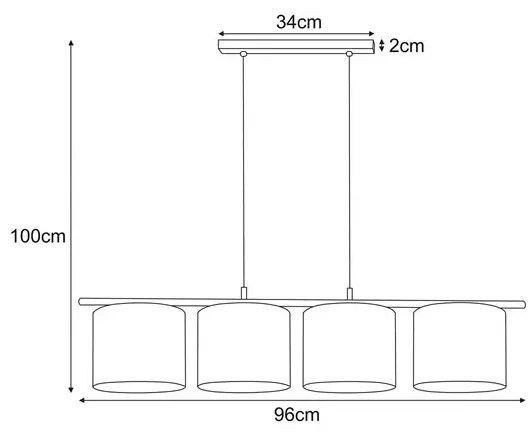 Ażurowa czarno-złota lampa nad stół z 4 kloszami - 3X A551 C5-H86