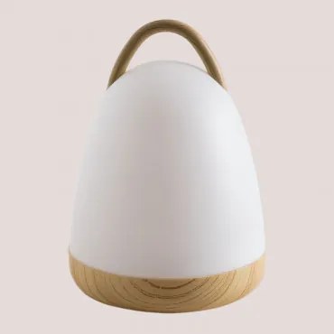 Bezprzewodowa Lampa Stołowa Led Andrew Biały - Brąz Drewna - Sklum