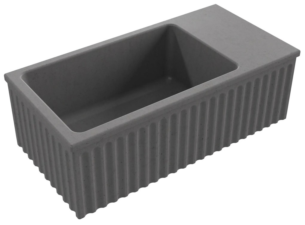 Umywalka betonowa ryflowana nablatowa / wisząca prostokątna 60 x 30 cm WELLE | różne kolory : Kolor - Popielaty, Typ montażu - podwieszana