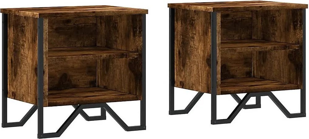 Zestaw 2 szafek nocnych z dymionego forniru dębowego z praktyczną przestrzenią do przechowywania