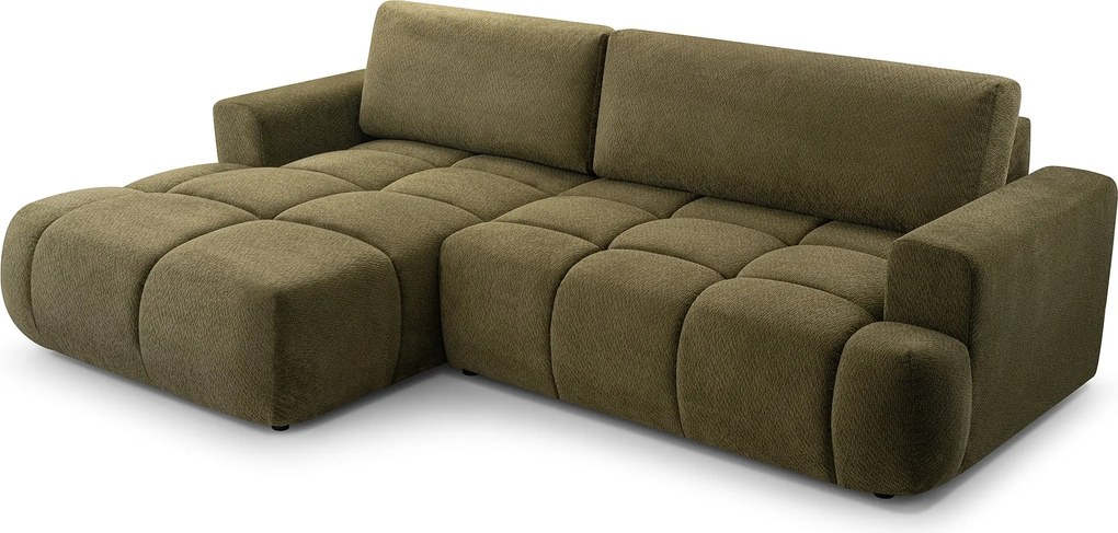Masseno Narożnik VASTO z funkcją spania i pojemnikiem na pościel Narozniki L, Rozkładana sofa - Zielony, VINCI 75