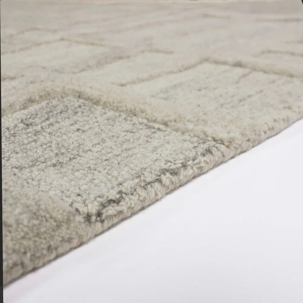 Szarobeżowy wełniany dywan tkany ręcznie 140x200 cm Elva – Flair Rugs