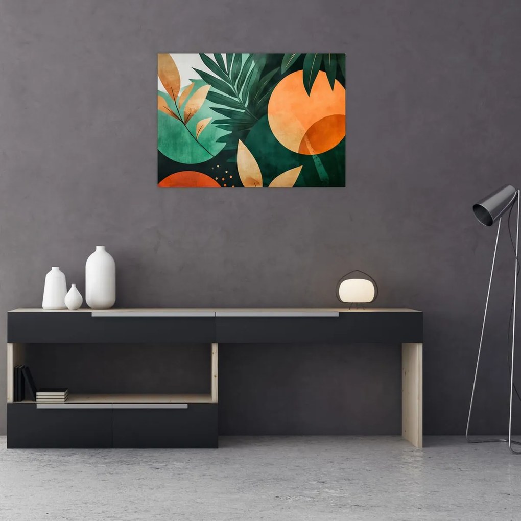 Obraz na szkle - Geometryczne motywy naturalne (70x50 cm)