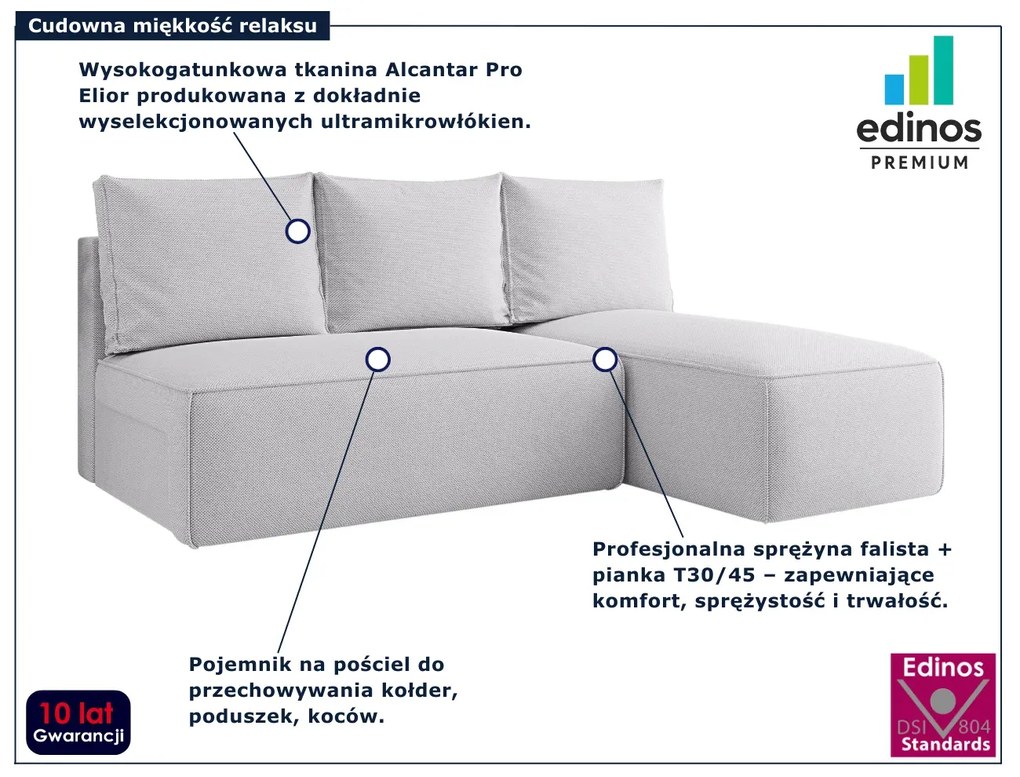 Jasnoszary narożnik z funkcją spania A9-F34