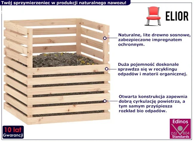 Kompostownik ogrodowy z drewna sosnowego - Brokim