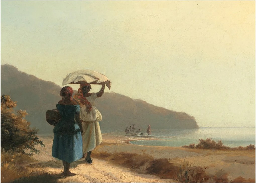 Obraz - Camille Pissarro, Two Women Chatting by the Sea, St. Thomas, reprodukcje (70x50 cm)