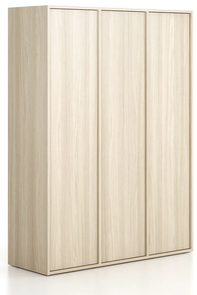 Szafka FRAME, 3 przedziały, 1299 x 450 x 1735 mm, PUSH-lock, dąb naturalny