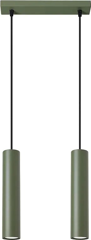 Lampa Wisząca Loft Lagos, Stal - 2 Źródło - L.30 X H.105 Cm - Zielony Oliwkowy