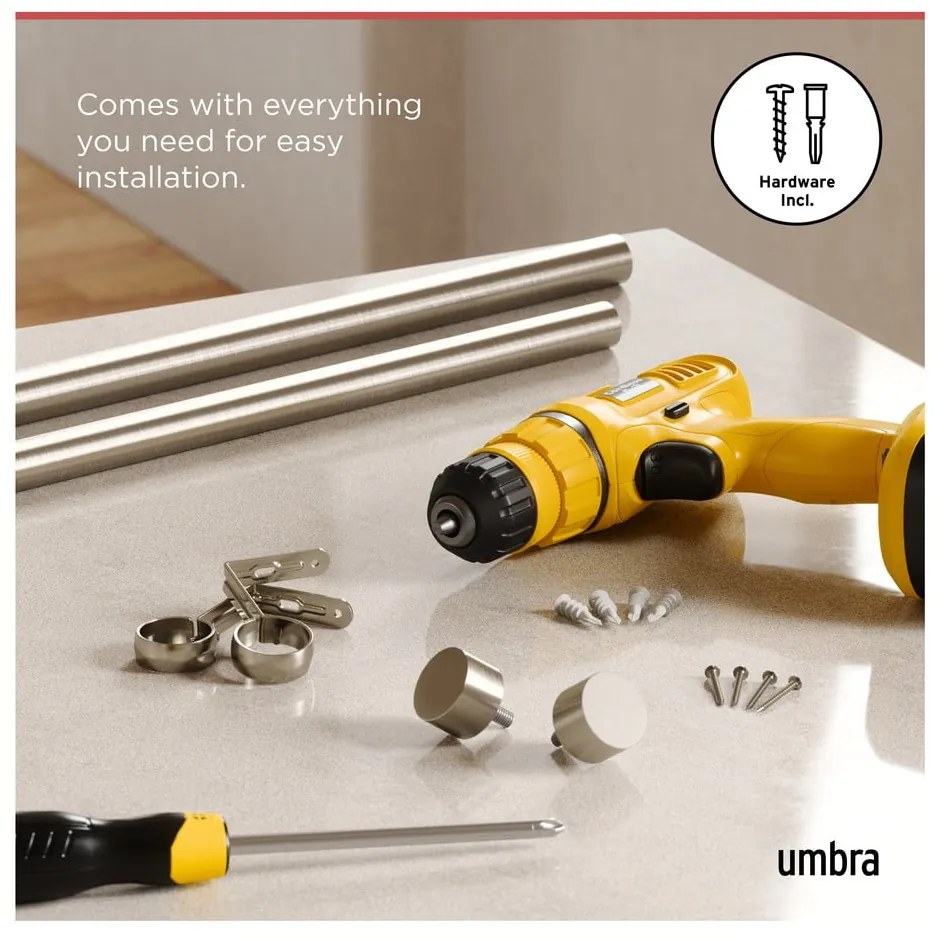 Regulowany karnisz ze stali nierdzewnej 91 - 168 cm Cappa – Umbra