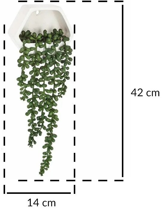 Sztuczne kwiaty na ścianę Starzec zwisający, 14 cm