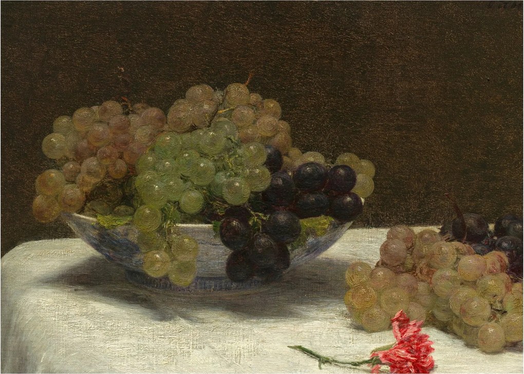 Obraz - Henri Fantin-Latour, Still Life with Grapes and a Carnation, reprodukcje (70x50 cm)
