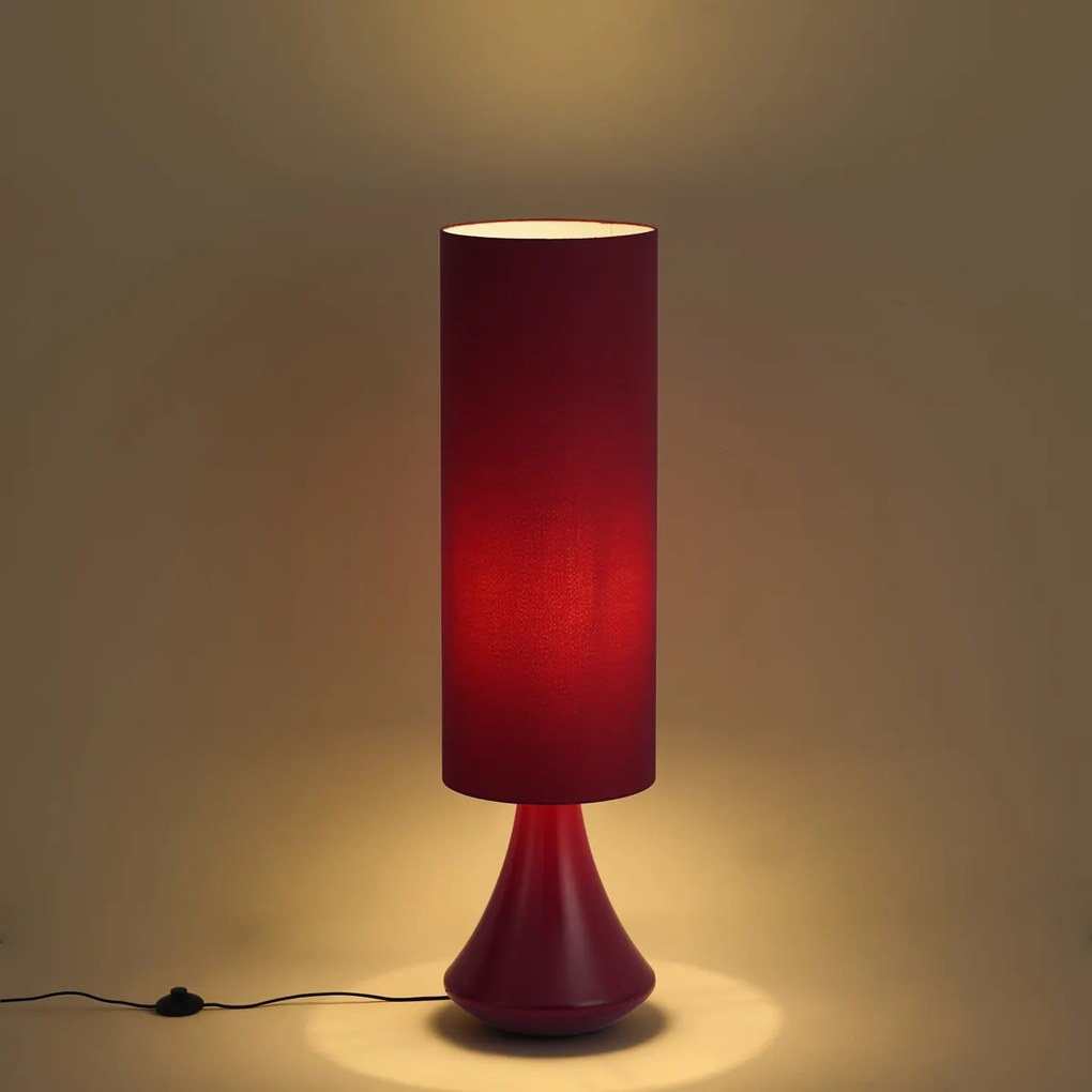 Lampa podłogowa retro fioletowa z abażurem z tkaniny - Mina